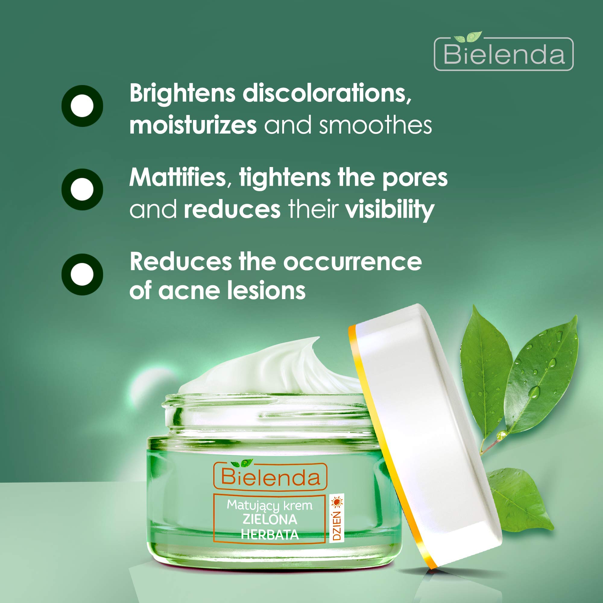Bielenda green tea matting face cream(day) كرم روز مات كننده صورت برگ چاي سبز بيلندا - Image 2
