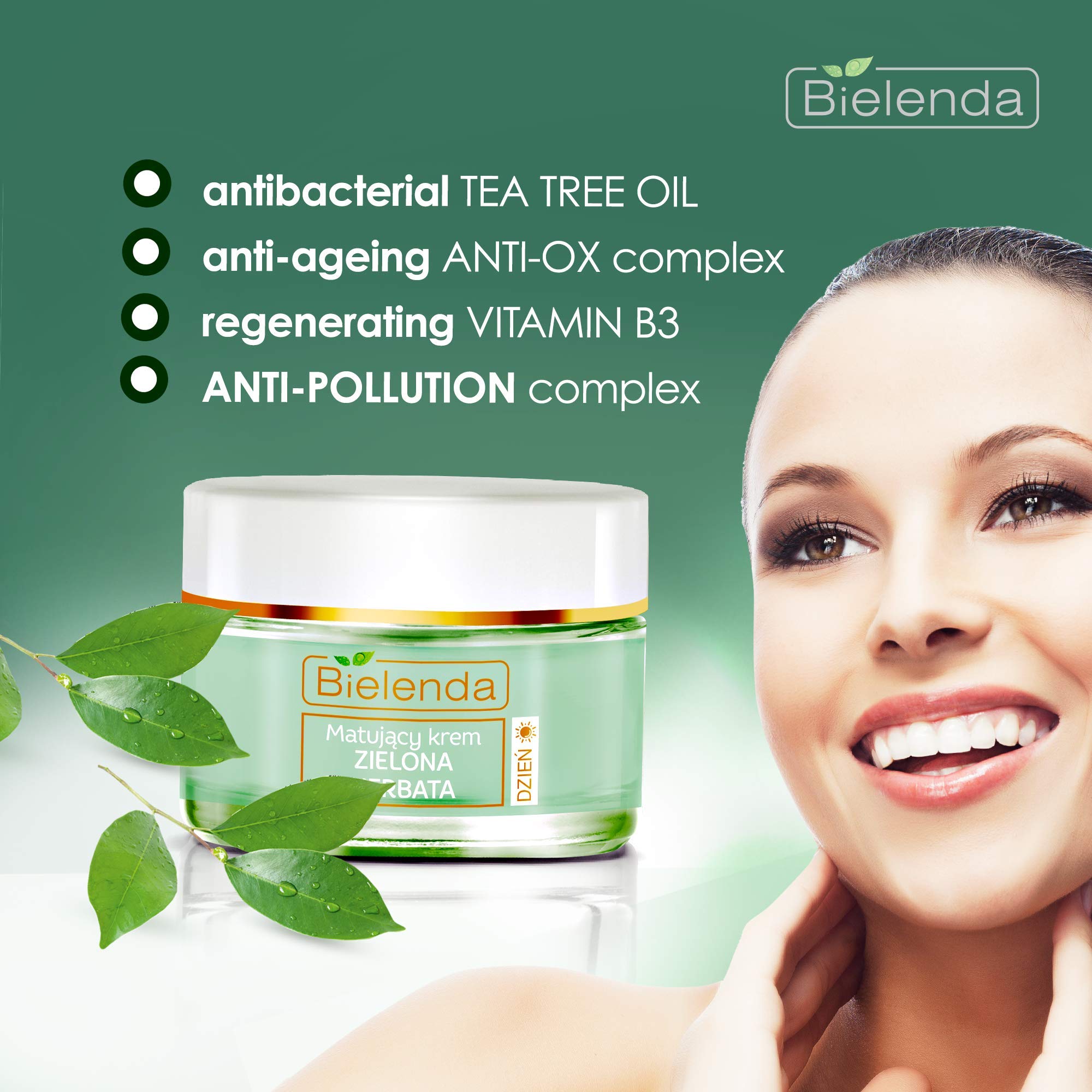 Bielenda green tea matting face cream(day) كرم روز مات كننده صورت برگ چاي سبز بيلندا - Image 3