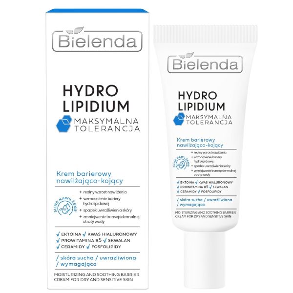 کرم مرطوب کننده و محافظتی دارای اس پی اف 50 هیدرو لیپیدیوم بی یلندا HYDRO LIPIDIUM MAXIMUM TOLERANCE Moisturizing and protective barrier cream SPF50 BIELENDA