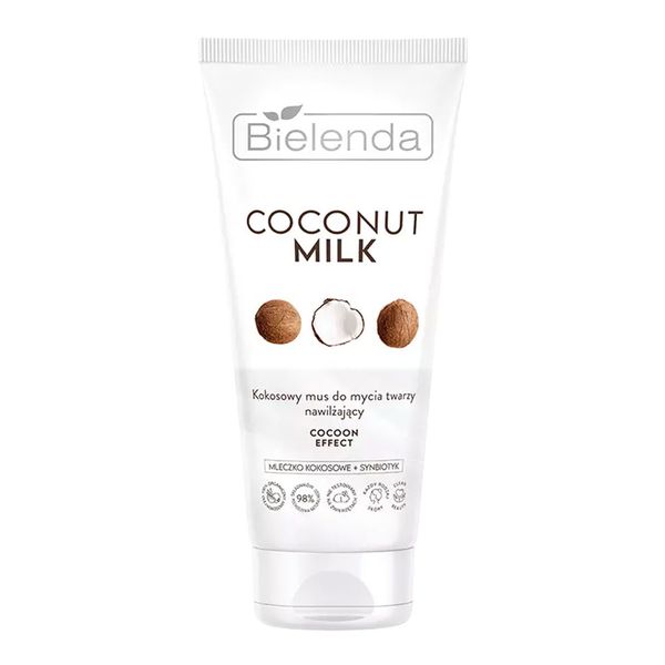 موس شست و شوی صورت رطوبت رسان قوی حاوی شیر نارگیل بی یلندا COCONUT MILK Coconut face cleansing mousse, moisturizing COCOON EFFECT BIELENDA