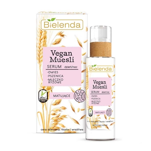 سرم مات کننده حاوی جو دوسر ، گندم و شیر برنج بی یلندا Bielenda mattifying face serum, oats + wheat + rice milk 30ml