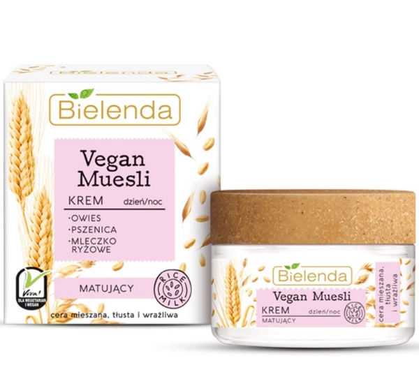 کرم مات کننده حاوی جو دوسر ، گندم و شیر برنج بی یلندا Bielenda mattifying face cream, oats + wheat + rice milk