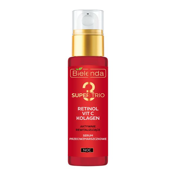سرم شب بازسازی کننده و ضدچروک فوق العاده سه در یک بی یلندا SUPER TRIO 3 RETINOL + VIT C + COLLAGEN Actively Revitalizing anti-wrinkle serum NIGHT BIELENDA