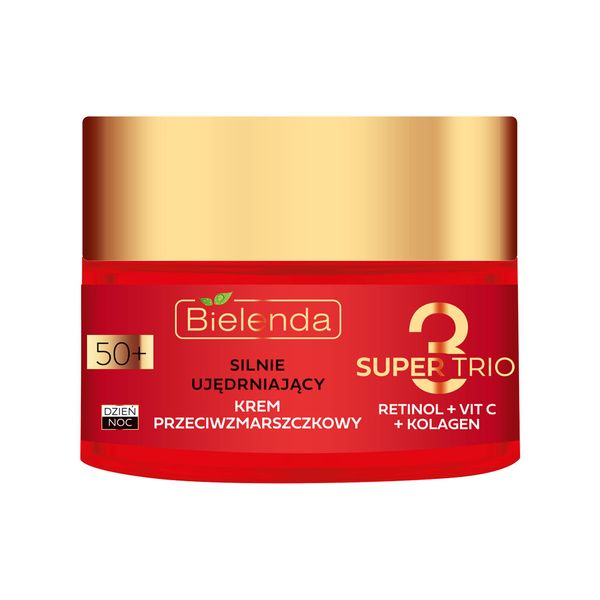 کرم روز و شب سفت کننده و ضد چروک فوق العاده سه گانه مناسب برای سنین بالای 50 بی یلندا SUPER TRIO 3 RETINOL + VIT C + COLLAGEN Strongly firming anti-wrinkle cream 50+ DAY/NIGHT BIELENDA